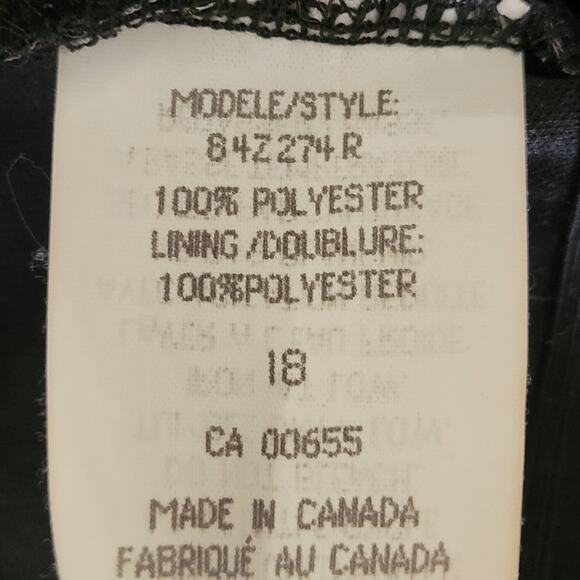 Reitmans Plus Petite 18 Pullover Top Lined Body Sheer Cap Sleeve Black White - Picture 13 of 14